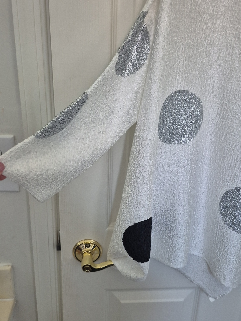 Berek White With Gray Polka Dot Swing Tunic Sz2 - Picture 2 of 4